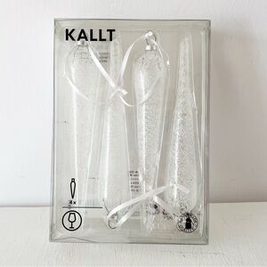 IKEA KALLT 4 White Glass 7” Christmas‎ Ornaments